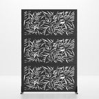 Set Of Two Black Abstract Steel Six Panel Outdoor Privacy Screen