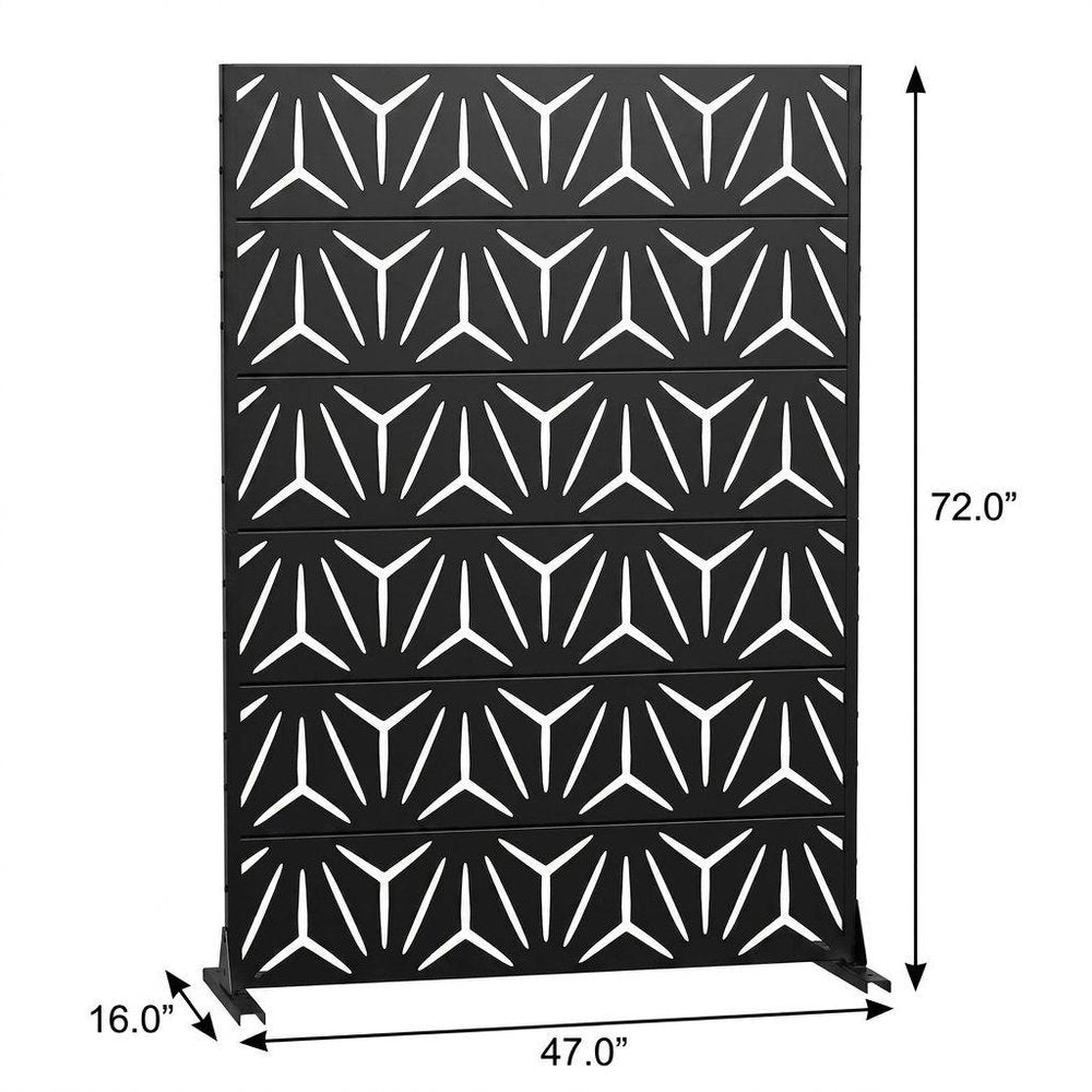 Set Of Two Black Abstract Steel 12 Outdoor Privacy Screen
