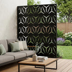 Set Of Two Black Abstract Steel 12 Outdoor Privacy Screen