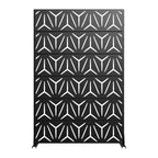 Set Of Two Black Abstract Steel 12 Outdoor Privacy Screen