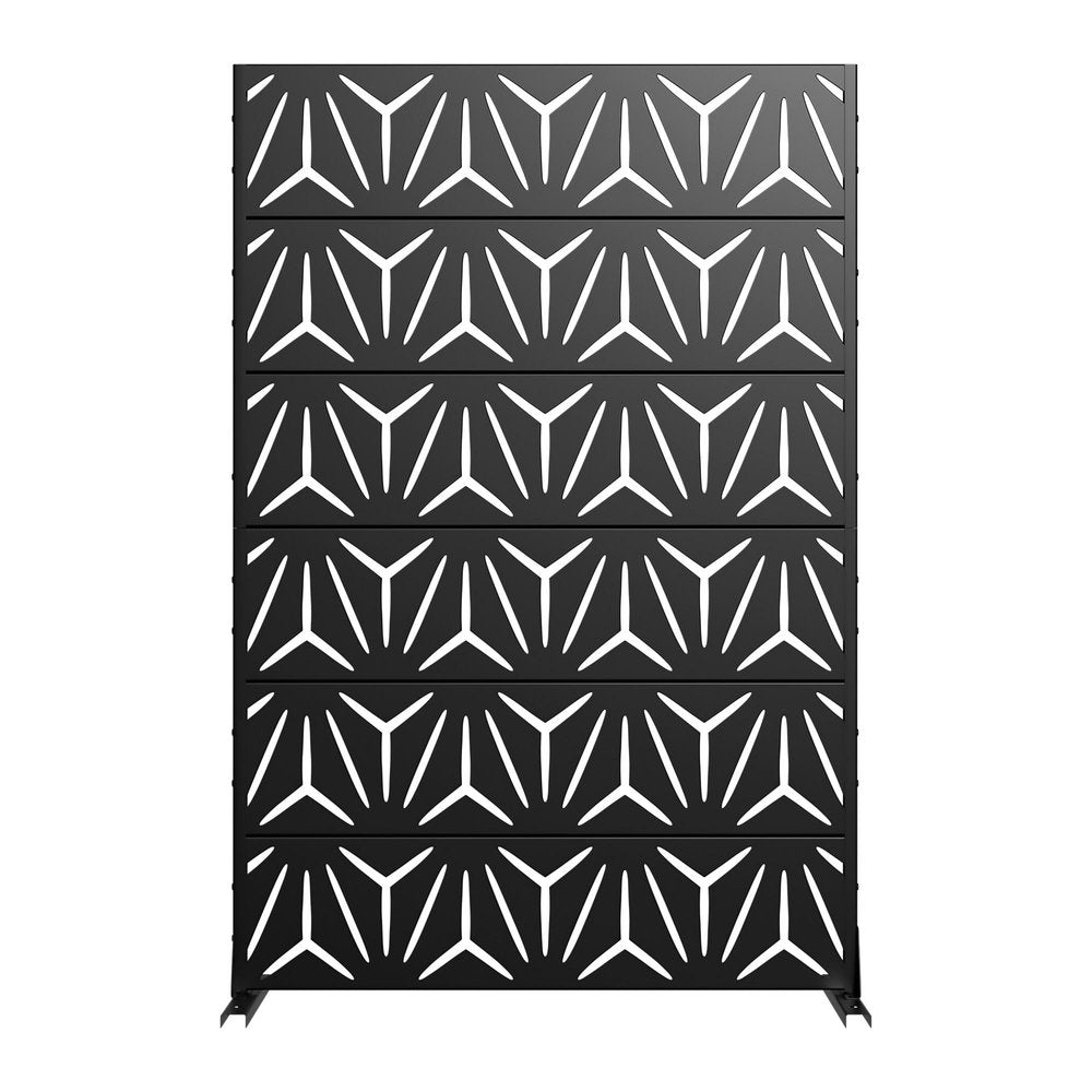 Set Of Two Black Abstract Steel 12 Outdoor Privacy Screen