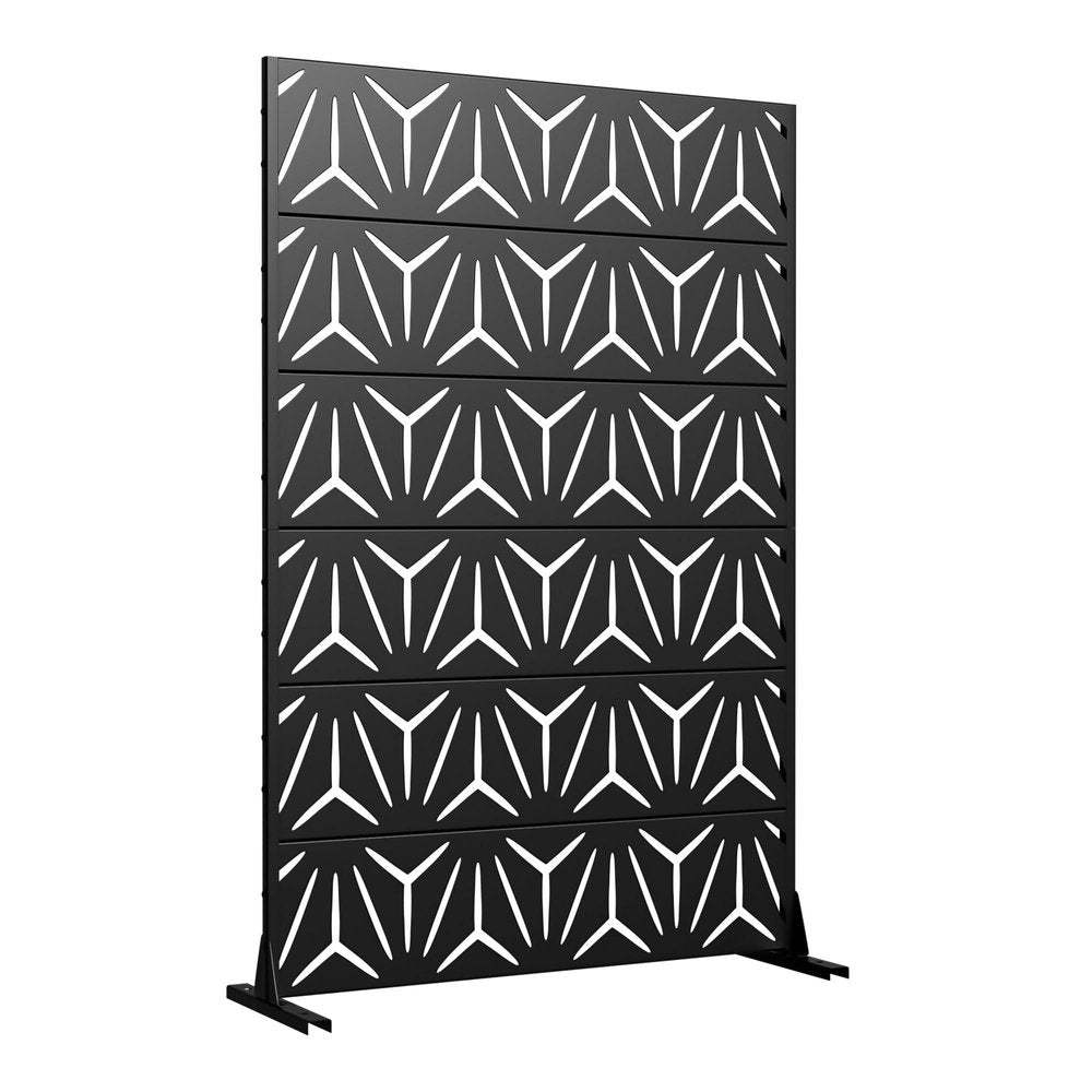 Set Of Two Black Abstract Steel 12 Outdoor Privacy Screen