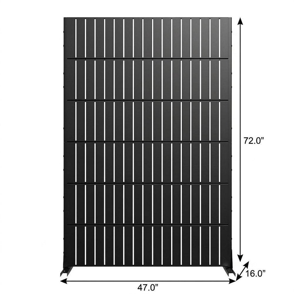 Set Of Two Black Abstract Steel 12 Outdoor Privacy Screen
