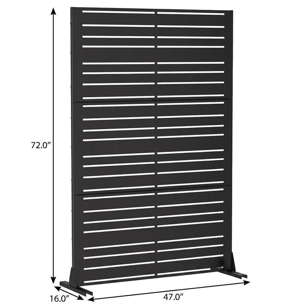 Set Of Two Black Abstract Steel 12 Outdoor Privacy Screen