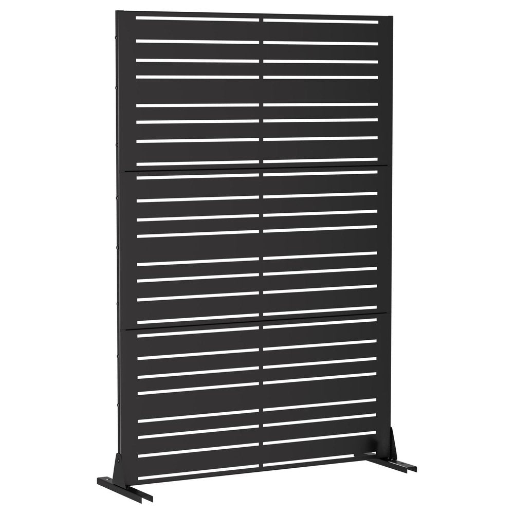 Set Of Two Black Abstract Steel 12 Outdoor Privacy Screen