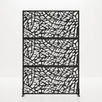 Set Of Two Black Abstract Geometric Steel Six Panel Outdoor Privacy Screen