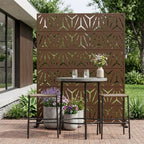 Set Of Two Brown Abstract Steel 12 Outdoor Privacy Screen