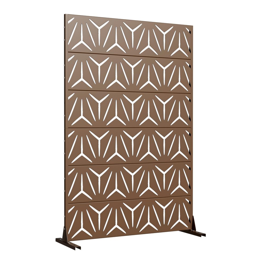 Set Of Two Brown Abstract Steel 12 Outdoor Privacy Screen