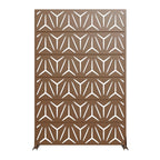 Set Of Two Brown Abstract Steel 12 Outdoor Privacy Screen