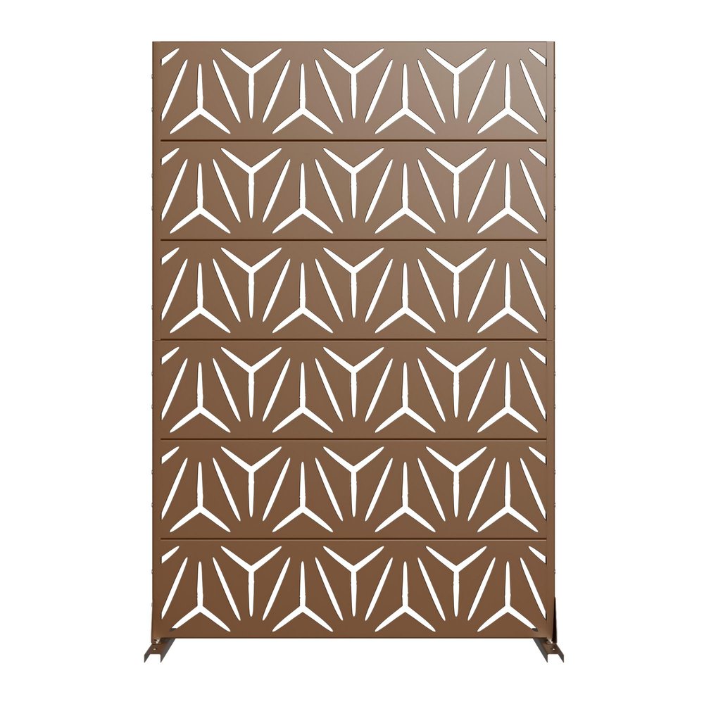 Set Of Two Brown Abstract Steel 12 Outdoor Privacy Screen