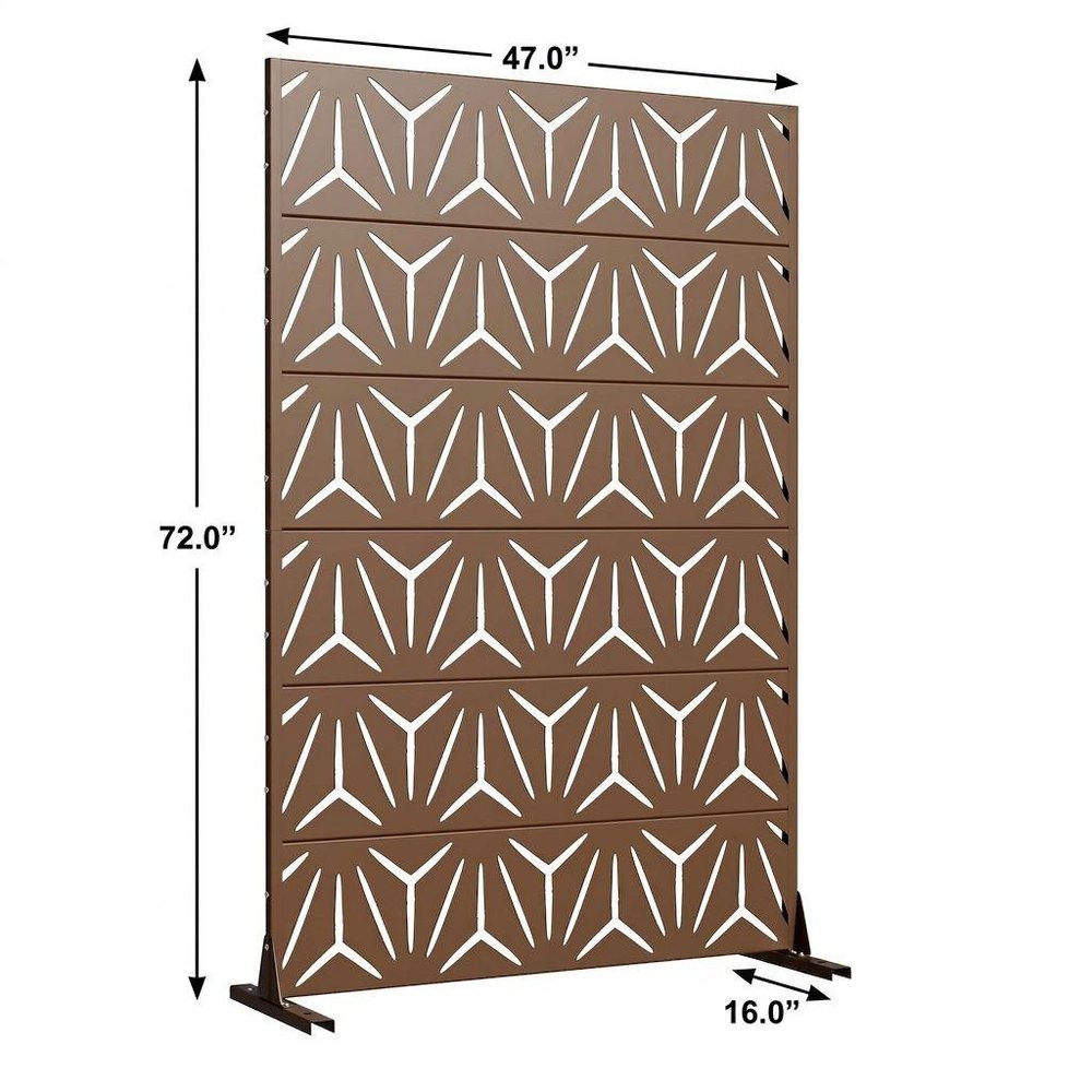 Set Of Two Brown Abstract Steel 12 Outdoor Privacy Screen