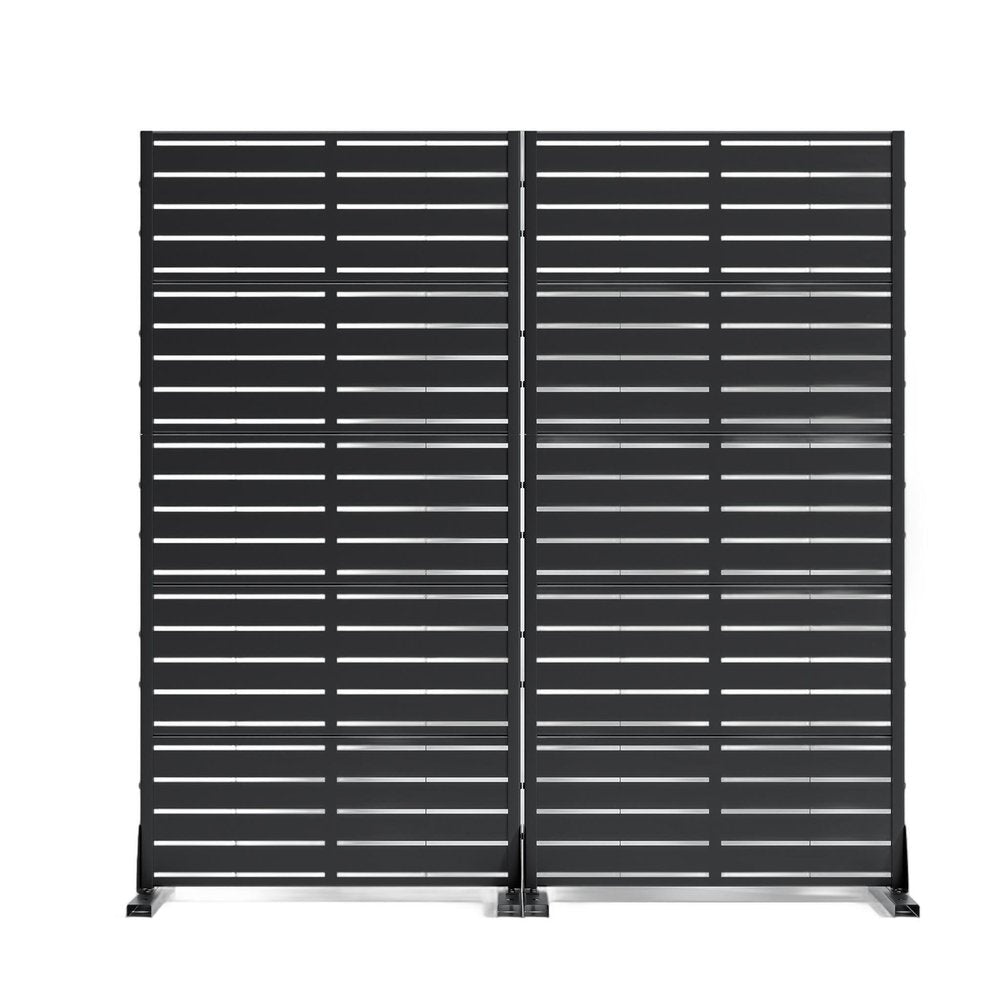 Set Of Two Black Abstract Steel 20 Outdoor Privacy Screen