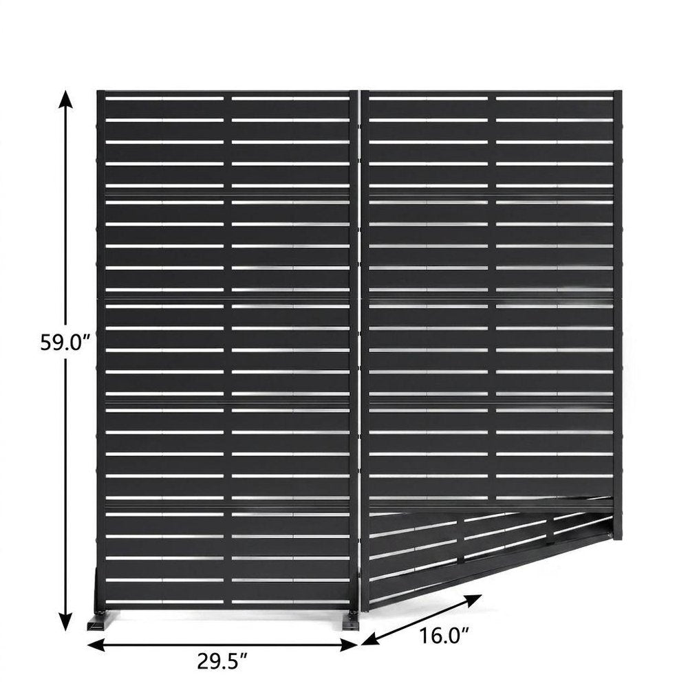 Set Of Two Black Abstract Steel 20 Outdoor Privacy Screen