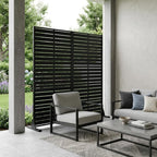 Set Of Two Black Abstract Steel 20 Outdoor Privacy Screen