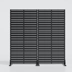 Set Of Two Black Abstract Steel 20 Outdoor Privacy Screen