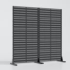 Set Of Two Black Abstract Steel 20 Outdoor Privacy Screen