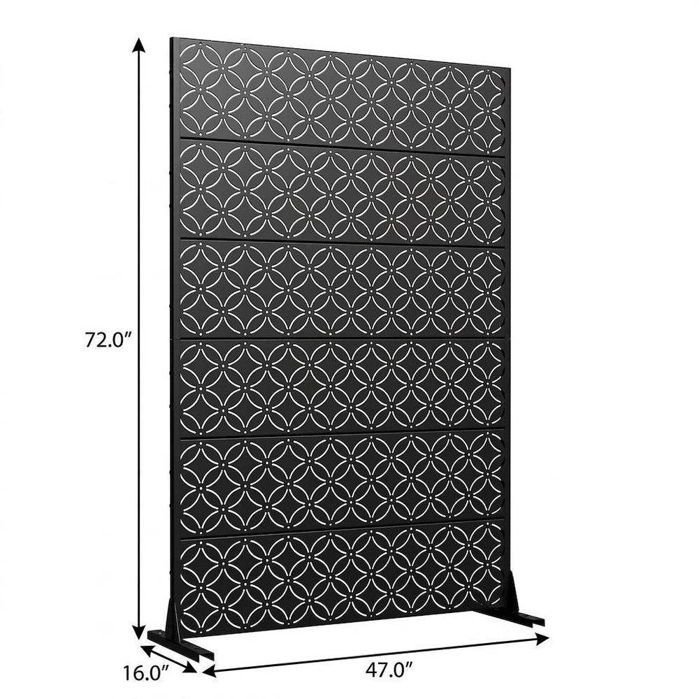 Set Of Two Black Abstract Steel 12 Outdoor Privacy Screen