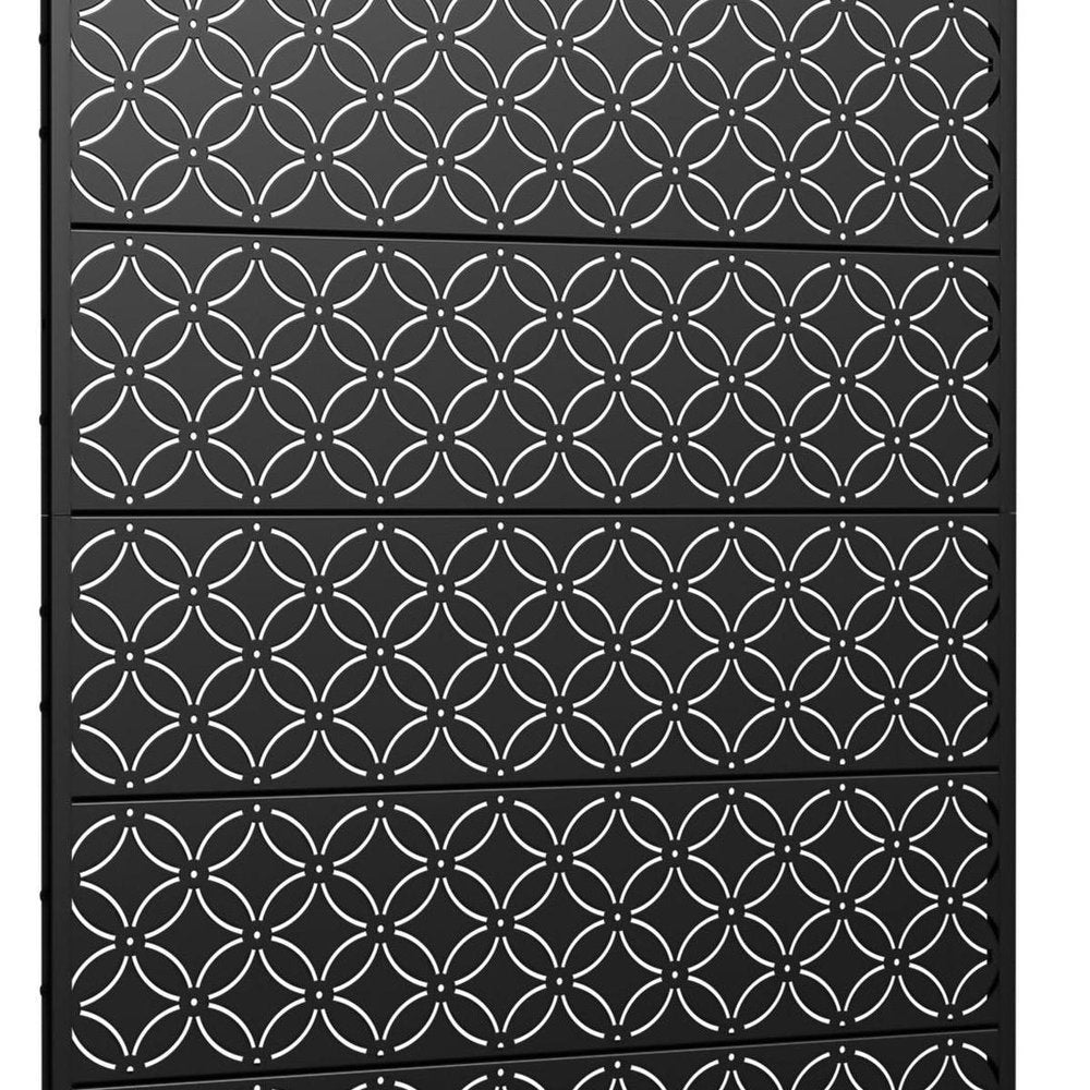 Set Of Two Black Abstract Steel 12 Outdoor Privacy Screen