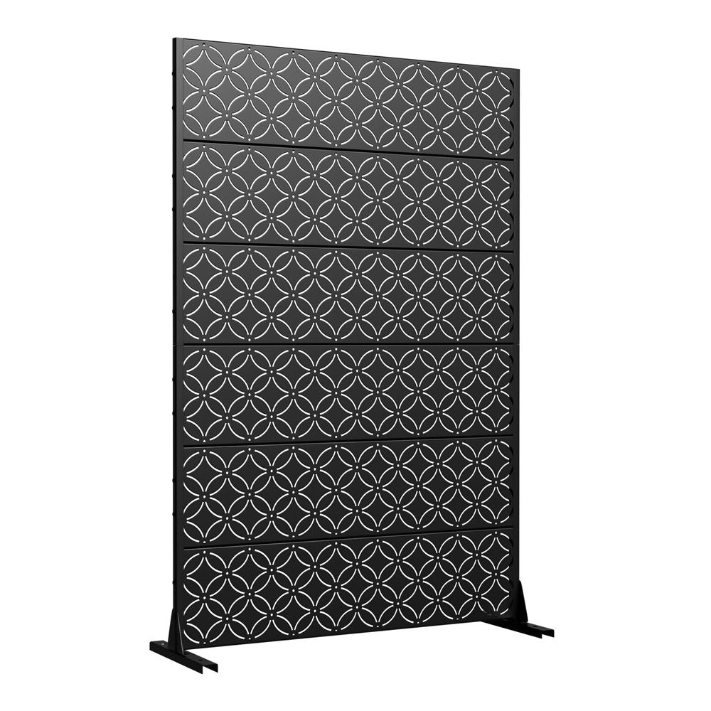 Set Of Two Black Abstract Steel 12 Outdoor Privacy Screen