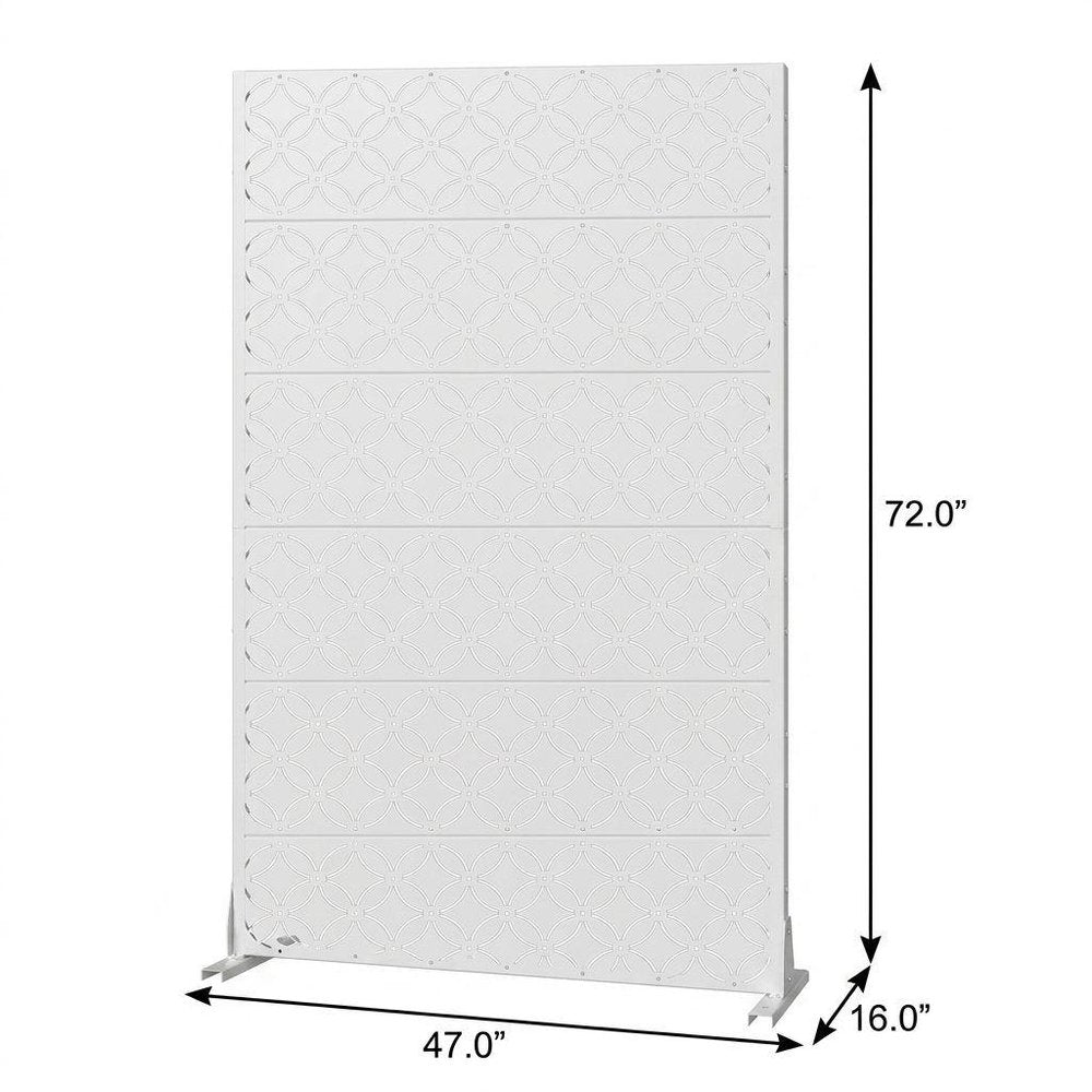 Set Of Two White Geometric Metal 12 Outdoor Privacy Screen