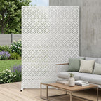 Set Of Two White Geometric Metal 12 Outdoor Privacy Screen