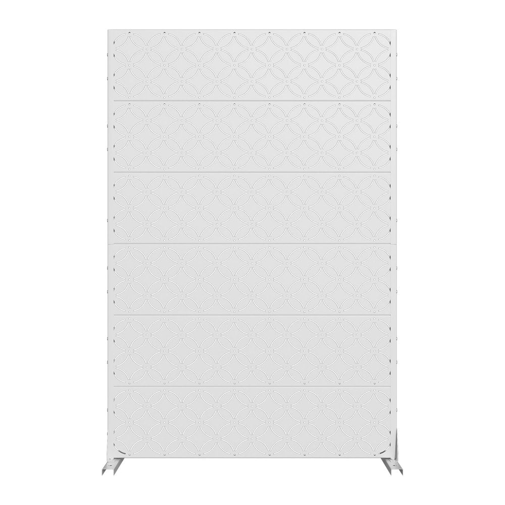 Set Of Two White Geometric Metal 12 Outdoor Privacy Screen
