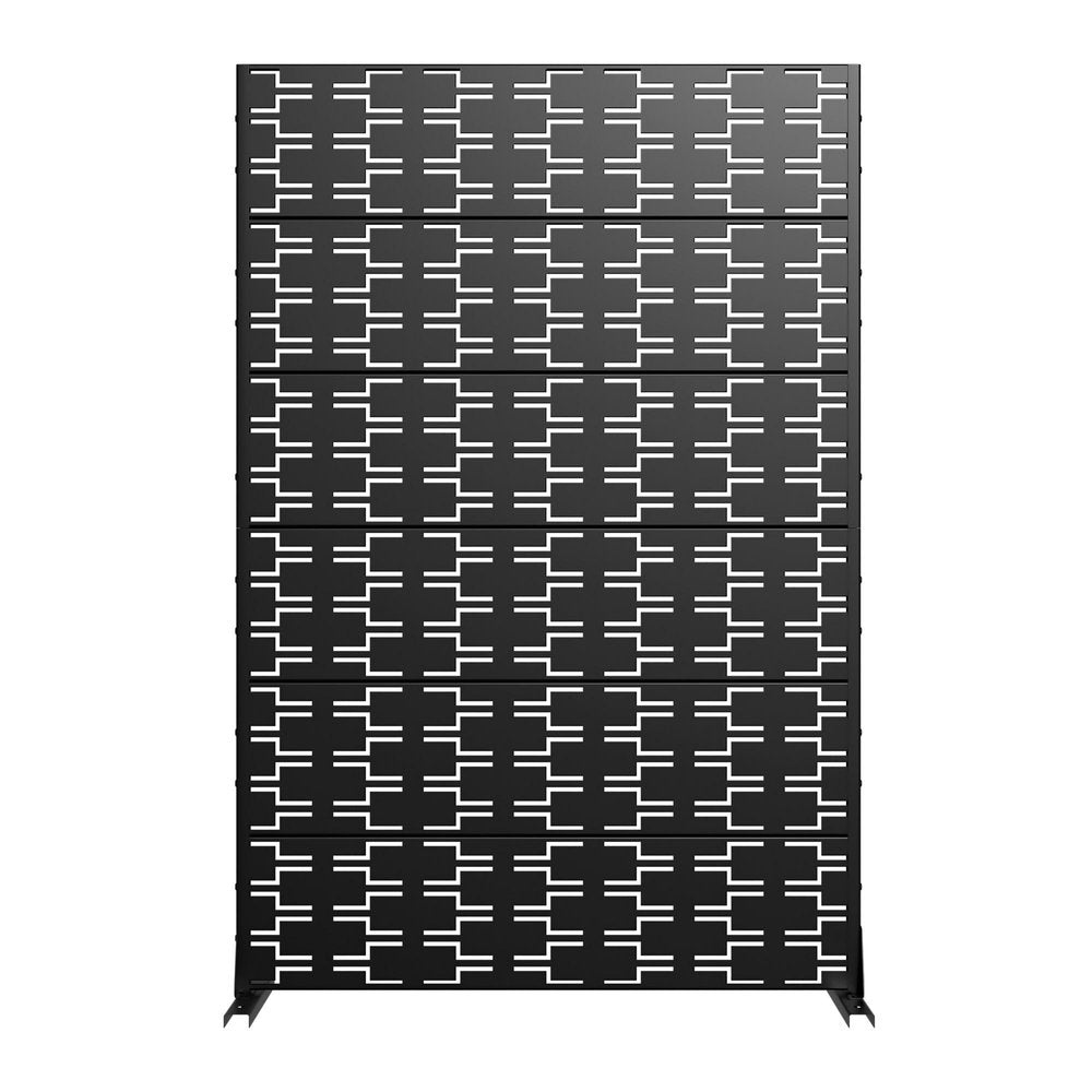 Set Of Two Black Geometric Metal 12 Outdoor Privacy Screen