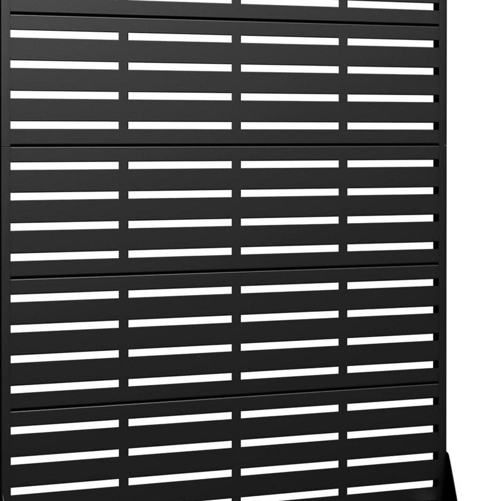 Set Of Two Black Geometric Steel 12 Outdoor Privacy Screen