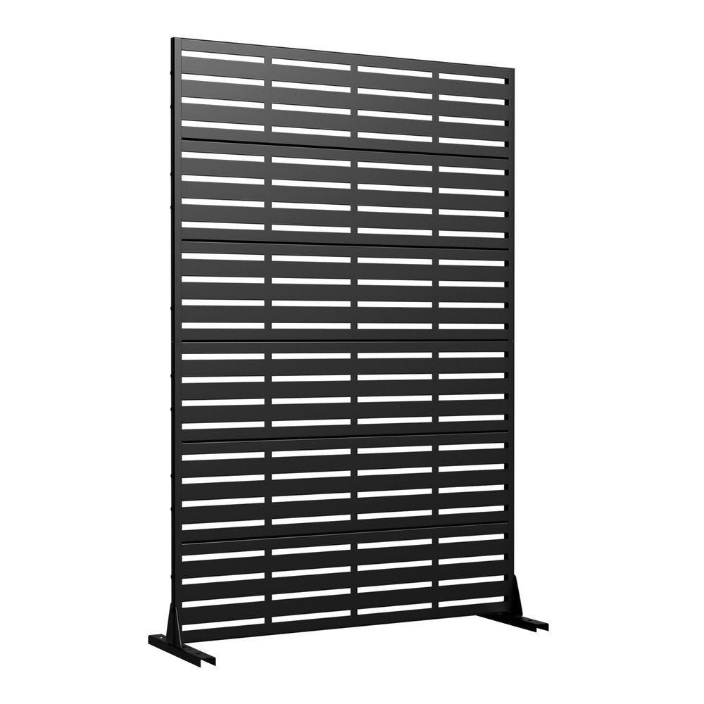 Set Of Two Black Geometric Steel 12 Outdoor Privacy Screen