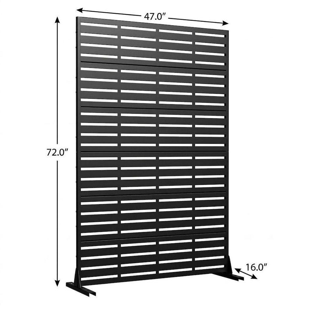 Set Of Two Black Geometric Steel 12 Outdoor Privacy Screen