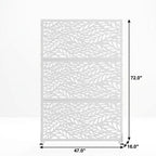 Set Of Two White Botanical Leaves Steel Six Panel Outdoor Privacy Screen