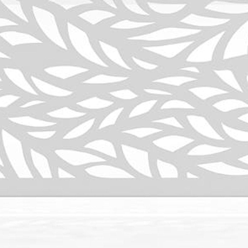Set Of Two White Botanical Leaves Steel Six Panel Outdoor Privacy Screen