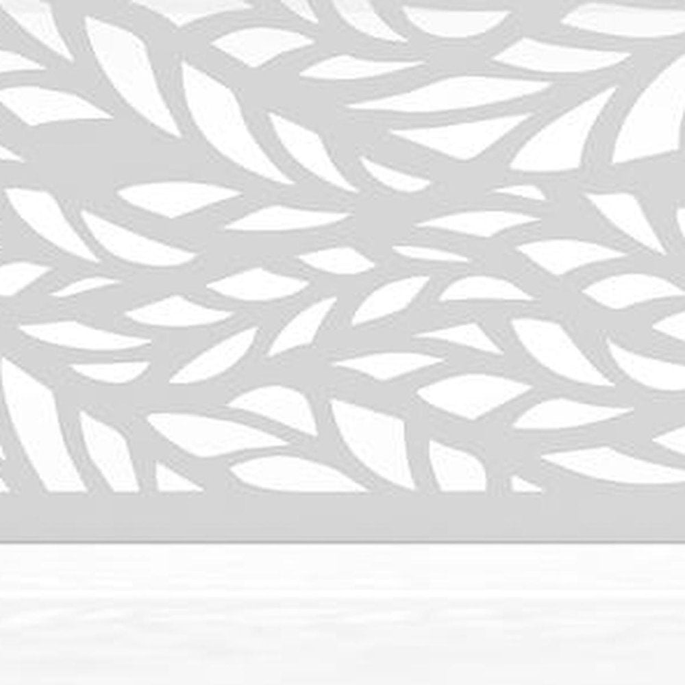 Set Of Two White Botanical Leaves Steel Six Panel Outdoor Privacy Screen