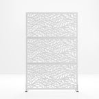 Set Of Two White Botanical Leaves Steel Six Panel Outdoor Privacy Screen