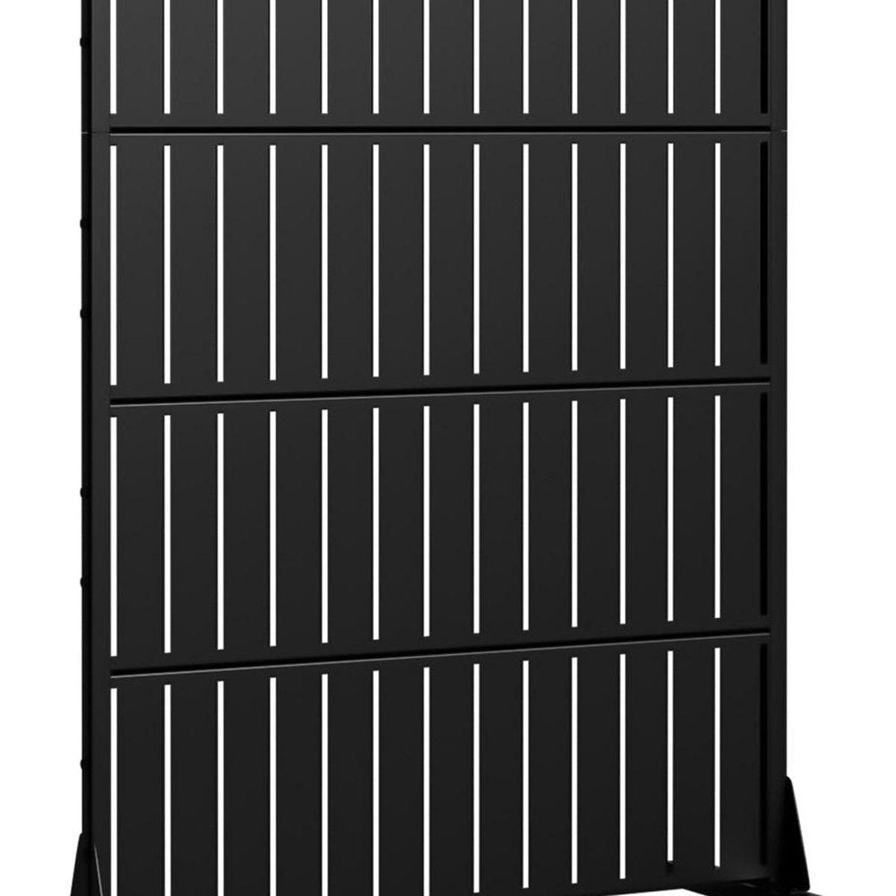 Set Of Two Black Striped Steel 12 Outdoor Privacy Screen