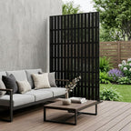 Set Of Two Black Striped Steel 12 Outdoor Privacy Screen
