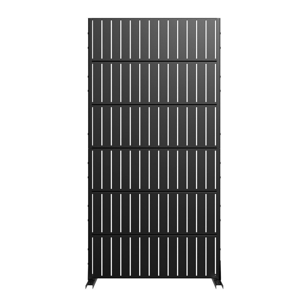 Set Of Two Black Striped Steel 12 Outdoor Privacy Screen