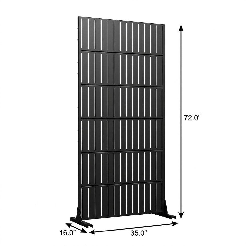 Set Of Two Black Striped Steel 12 Outdoor Privacy Screen