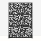 Set Of Two Black Floral Steel Six Panel Outdoor Privacy Screen