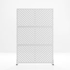 Set Of Two White Geometric Steel Six Panel Outdoor Privacy Screen