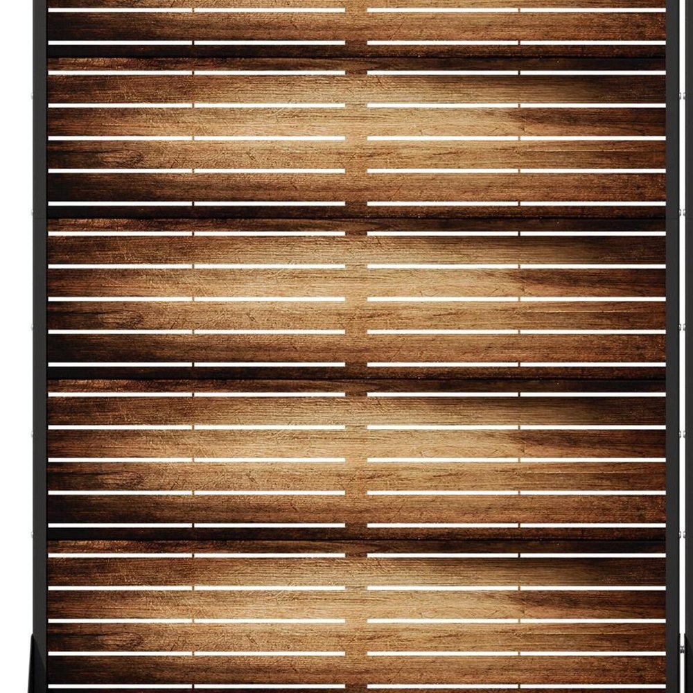 Set Of Two Brown Striped Steel 12 Outdoor Privacy Screen