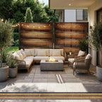 Set Of Two Brown Striped Steel 12 Outdoor Privacy Screen