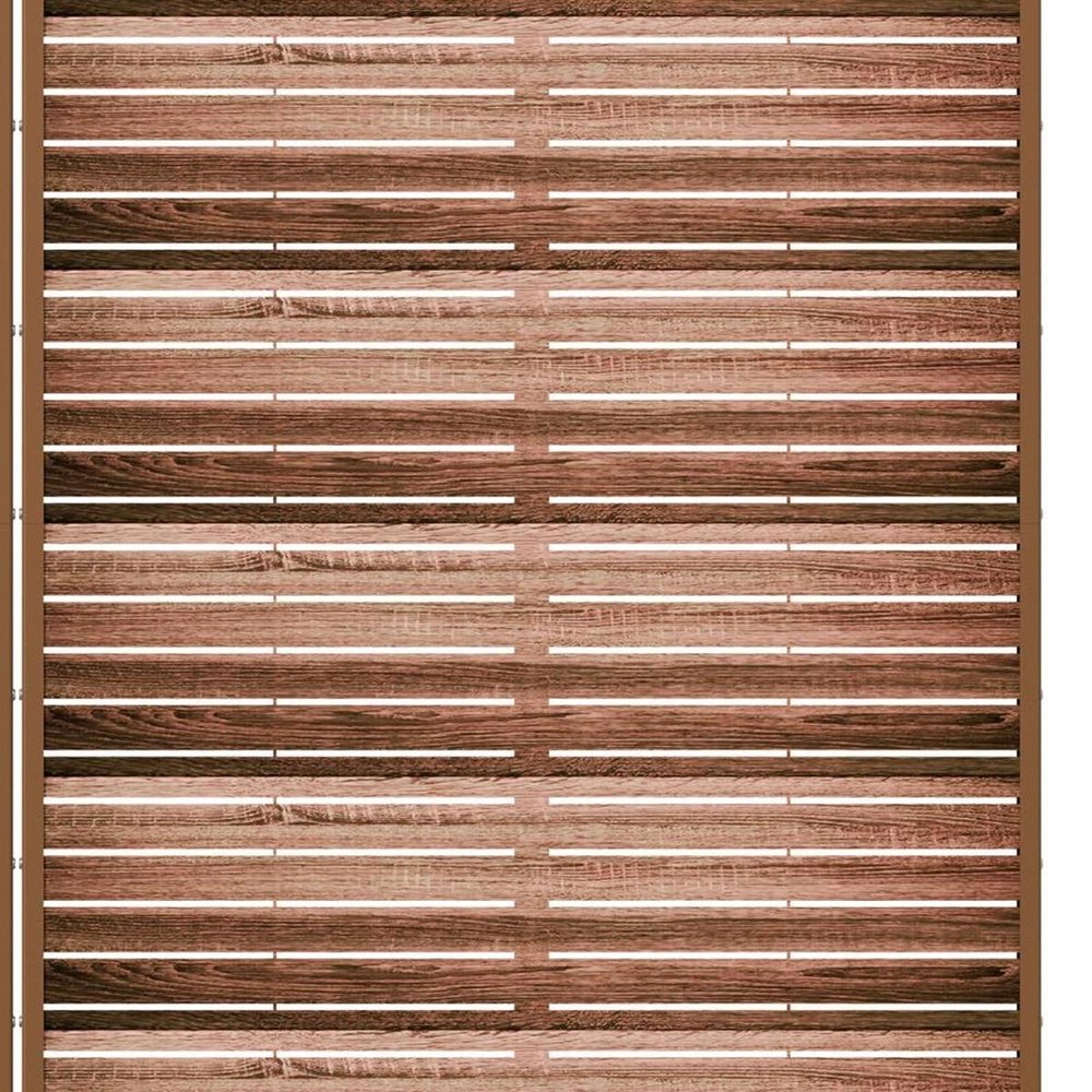 Set Of Two Brown Striped Steel 12 Outdoor Privacy Screen