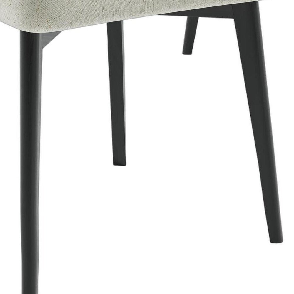 Set of Two White And Black Chenille And Wood Dining Side Chairs