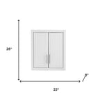 22" White Wood Wall Mounted Shaker Style Double Door Bathroom Cabinet