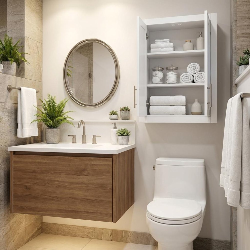 22" White Wood Wall Mounted Shaker Style Double Door Bathroom Cabinet