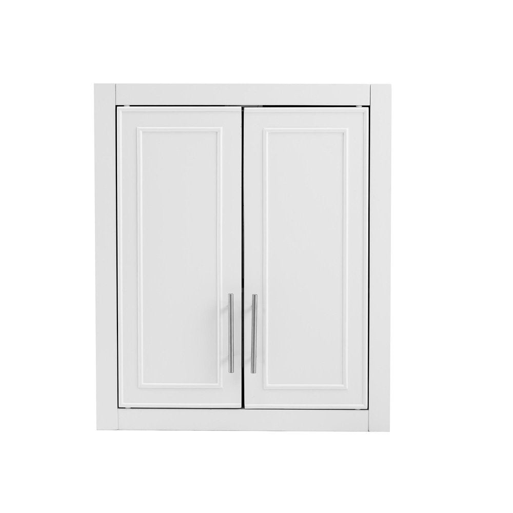 22" White Wood Wall Mounted Shaker Style Double Door Bathroom Cabinet