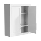 22" White Wood Wall Mounted Shaker Style Double Door Bathroom Cabinet