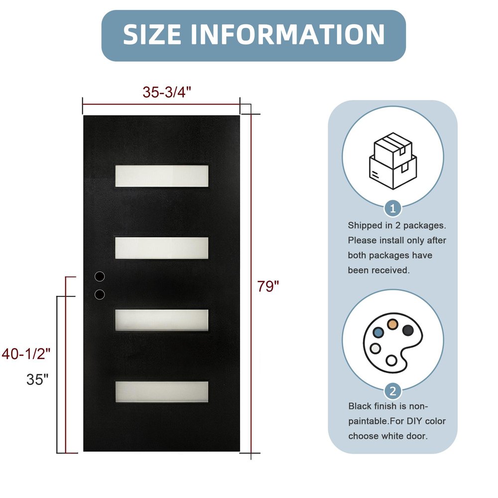 82" X 38" Black Composite Prehung Door
