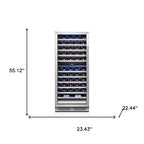 55" X 23" Clear and Black Stainless Steel Dual Compartment Wine Refrigerator